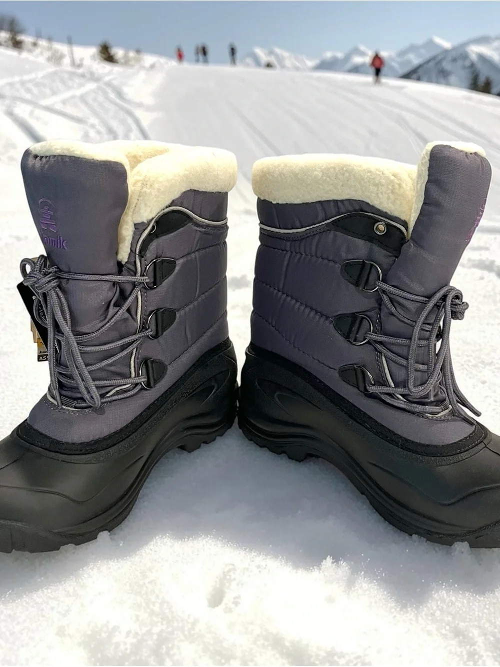 Kamik Womens Winter Snow Boots Size 9 Gray Black Faux Sherpa Thinsulate NWT